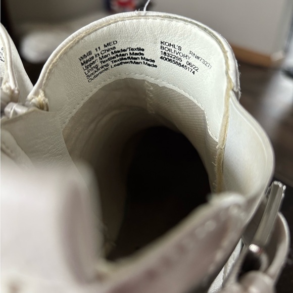 Womens Ivory White Ankle Boots with Silver Buckle Detail - Picture 5 of 9